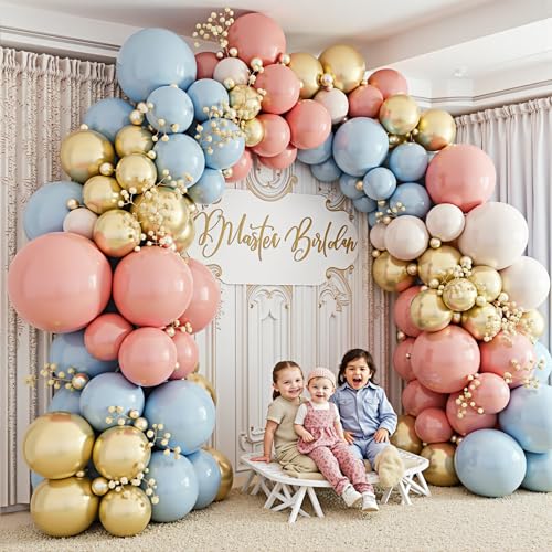 Image of Gender Reveal Balloon Garland Arch Kit,412pcs Pink and Blue balloons 18 12 10 5 Inch for Gender Reveal Decorations Birthday Baby Shower Wedding Bridal