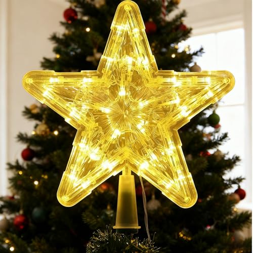 ENLACE Weihnachtsbaumspitze Stern mit 30 LED Lichterkette, Kunststoff...