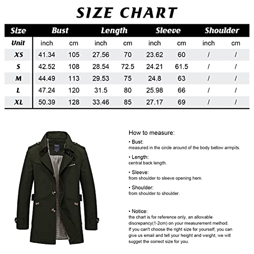 Chouyatou Men's Slim Notched Collar Single Breasted Cotton Jacket Office Trench Coat (Large, Navy Blue) #TOP1