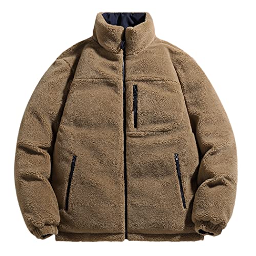Manteau coréen pour homme en coton rembourré veste chaude kaki taille M