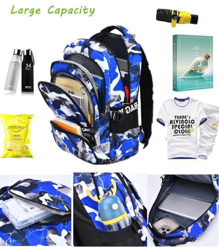 Image of Ladyzone Camo School Backpack Lunch Box Set Lightweight Schoolbag Travel Camp Outdoor Daypack