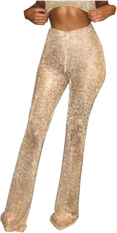 Pantalones Lentejuelas Mujer Stretch Fiesta Sexy Pantalón Informal Slim fit  Pantalones Acampanados Ajustados: Amazon.es: Ropa