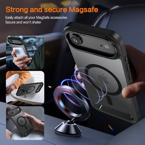 Image of GUAGUA for iPhone Air Case Compatible with MagSafe iPhone Air Magnetic Case Translucent Matte Skin Feeling Shockproof Protective Anti-Scratch Case for Phone Air 6.5 inch, Black