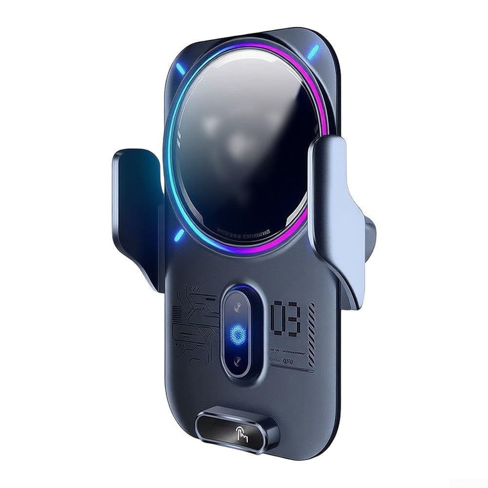 Supporto per telefono da auto, caricatore wireless da 25 W, supporto a semiconduttore attivo di raffreddamento sicuro per presa d'aria per telefono 12-15 S23 S24 Pixel e telefoni (nero 25 W)