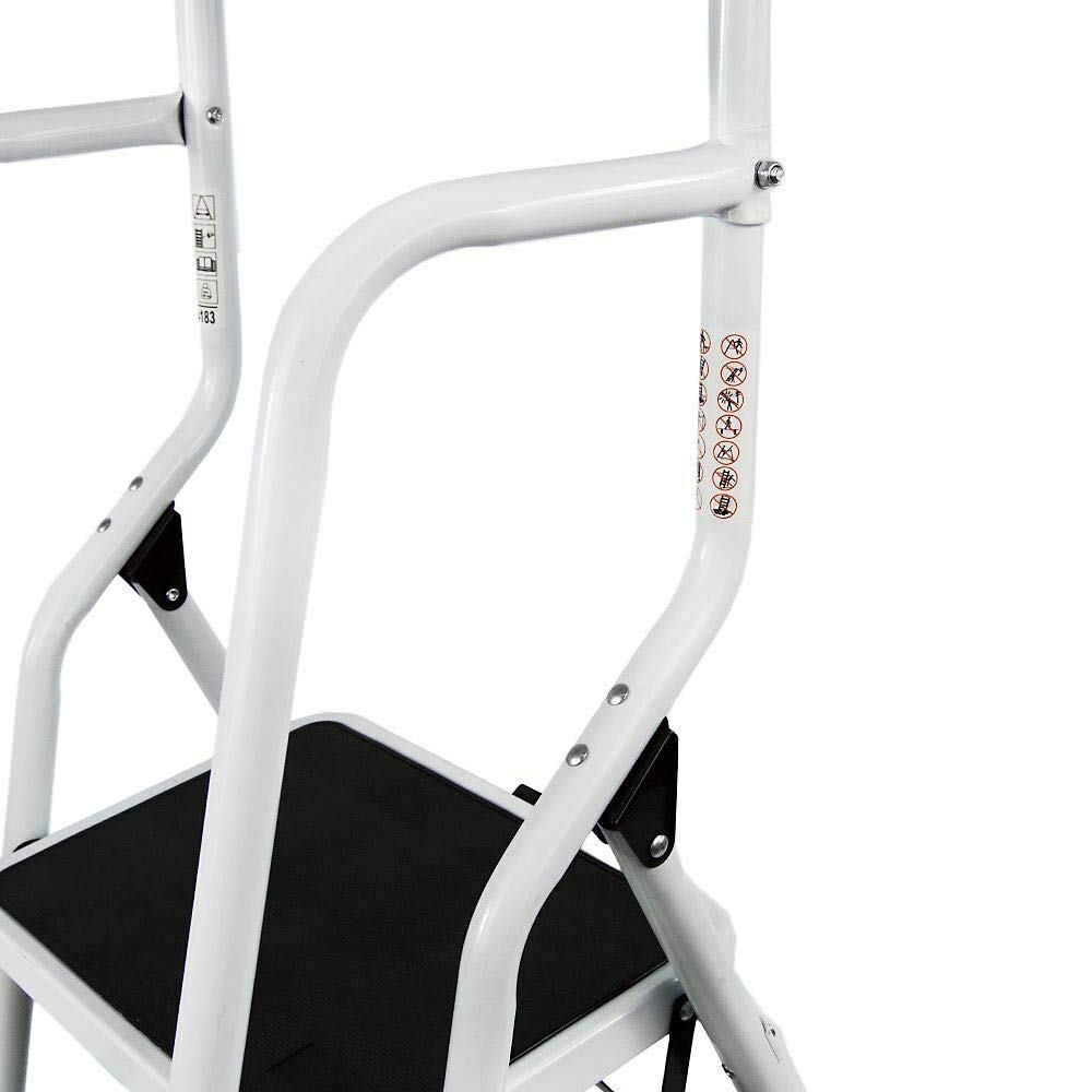 Escabeau à 3 marches avec main courante - Antidérapant - Pliable - Pour bureau de garage - Capacité maximale : 330 kg - Échelle pliable multi-usages - Certifié TÜV Rhénanie GS