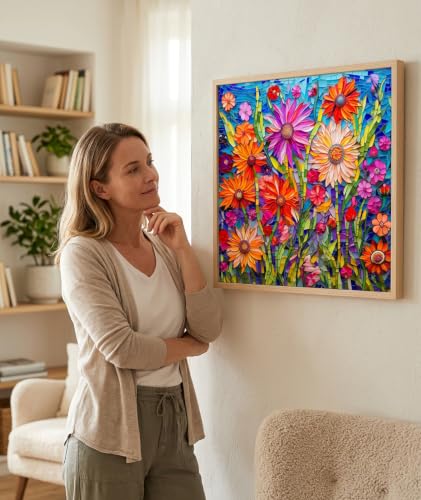 Image of Puzzle for Adults, Jigsaw Puzzle for Adults 1000 Pieces, Colourful Flower Design for Home Activities, Paper Quality Craftsmanship