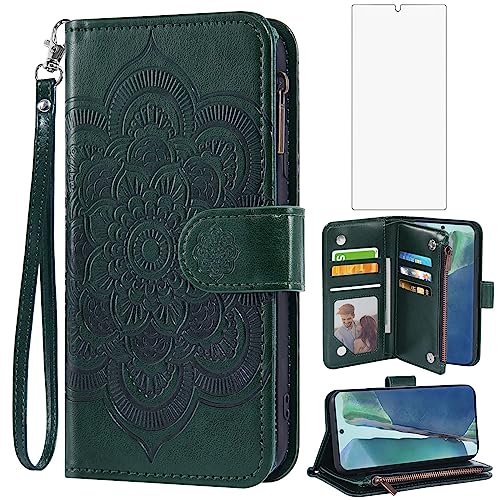 Étui Samsung Note 20 5G Asuwish en cuir avec porte-cartes et verre trempé