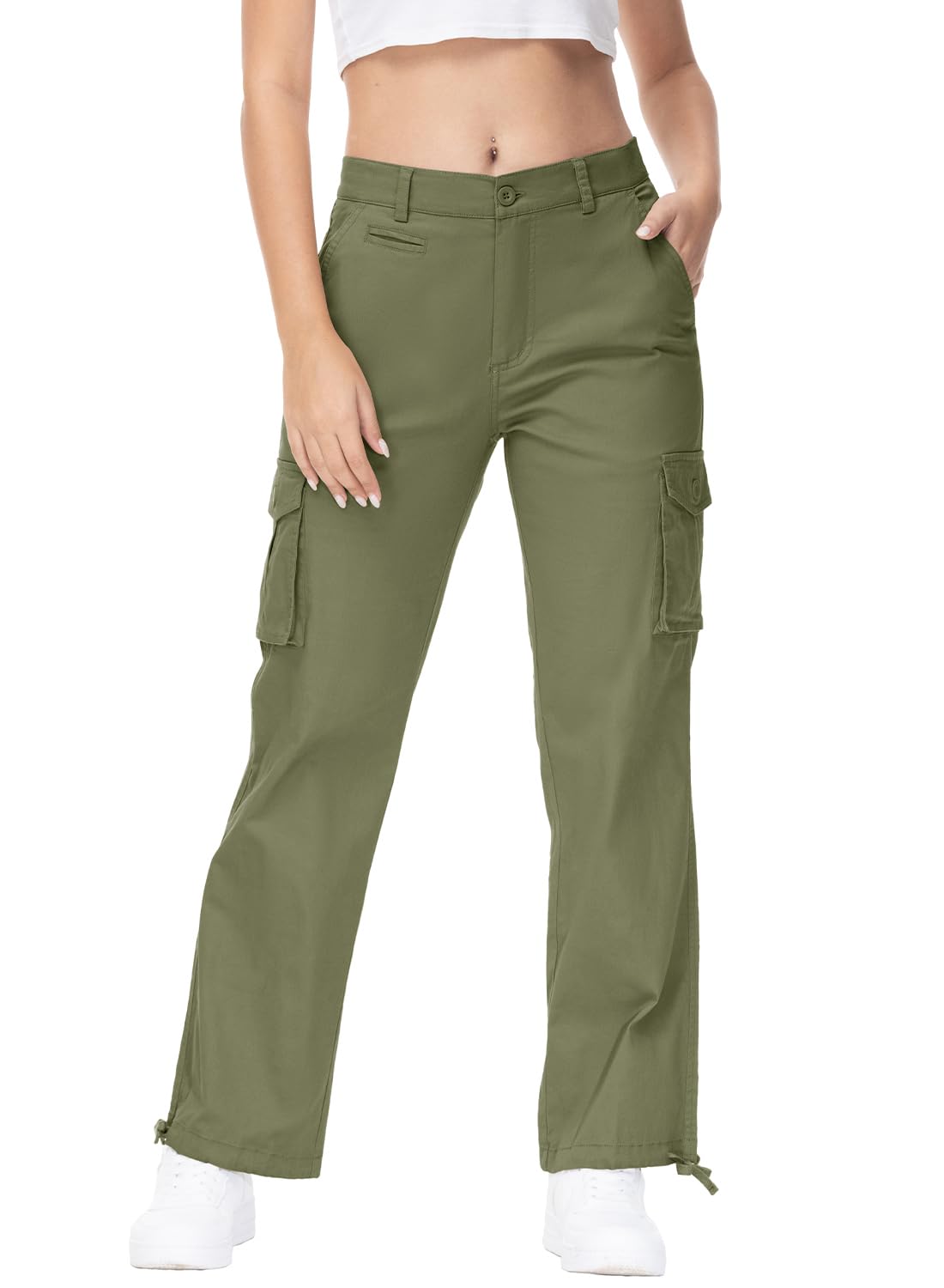 Gopune Damen-Cargohose, leicht, Outdoor, Reisen, Arbeit, lässig, Baumwolle, mit 7 Taschen