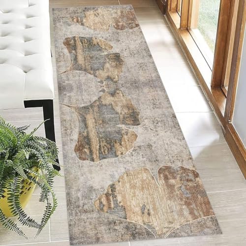 ZDYHMrj Läufer Teppich Flur Küche Waschbar rutschfest 40 * 200cm, Grau Abstraktes Geometrisches Muster Lang Teppichmatte Dauerhaft Fur Korridor Wohnzimmer Schlafzimmer Meterware Anpassbar