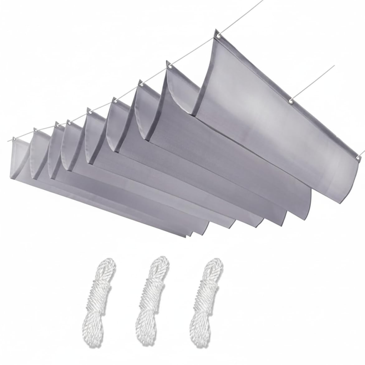 Parasol retráctil de 1x2M en poliéster Oxford gris de alta densidad
