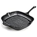 ToCis Big BBQ Grill- und Steakpfanne aus Gusseisen | rechteckige Bratpfanne mit Riffelung | Universalpfanne 29x29cm geriffelt geeignet | für alle Herdarten (auch Induktion) und Grill