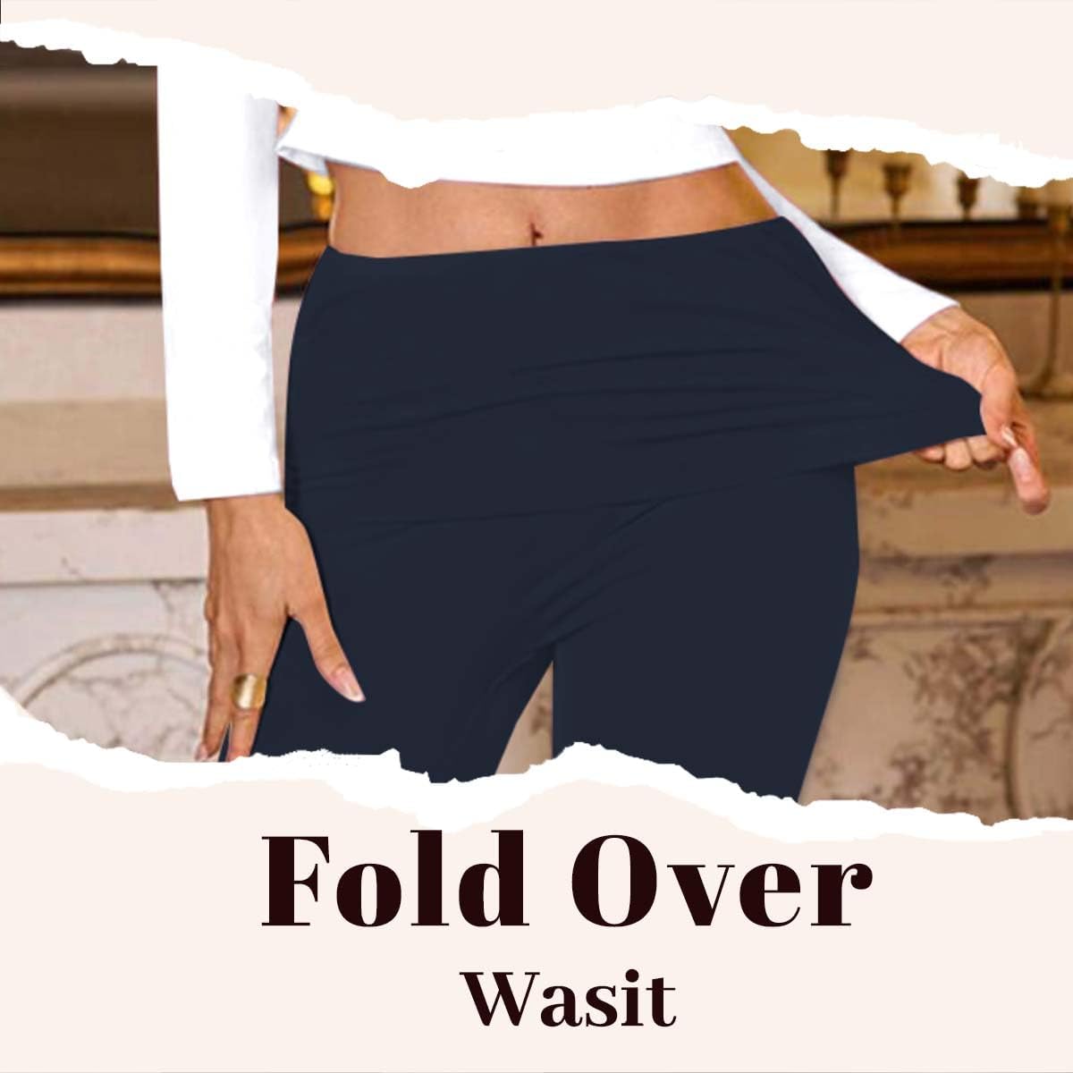 Womens Fold Over Flare Pants Stretch Pajama Leggings Thin Soft Y2K Bell Bottom Summer Clothes Fashion Outfits - Image 2