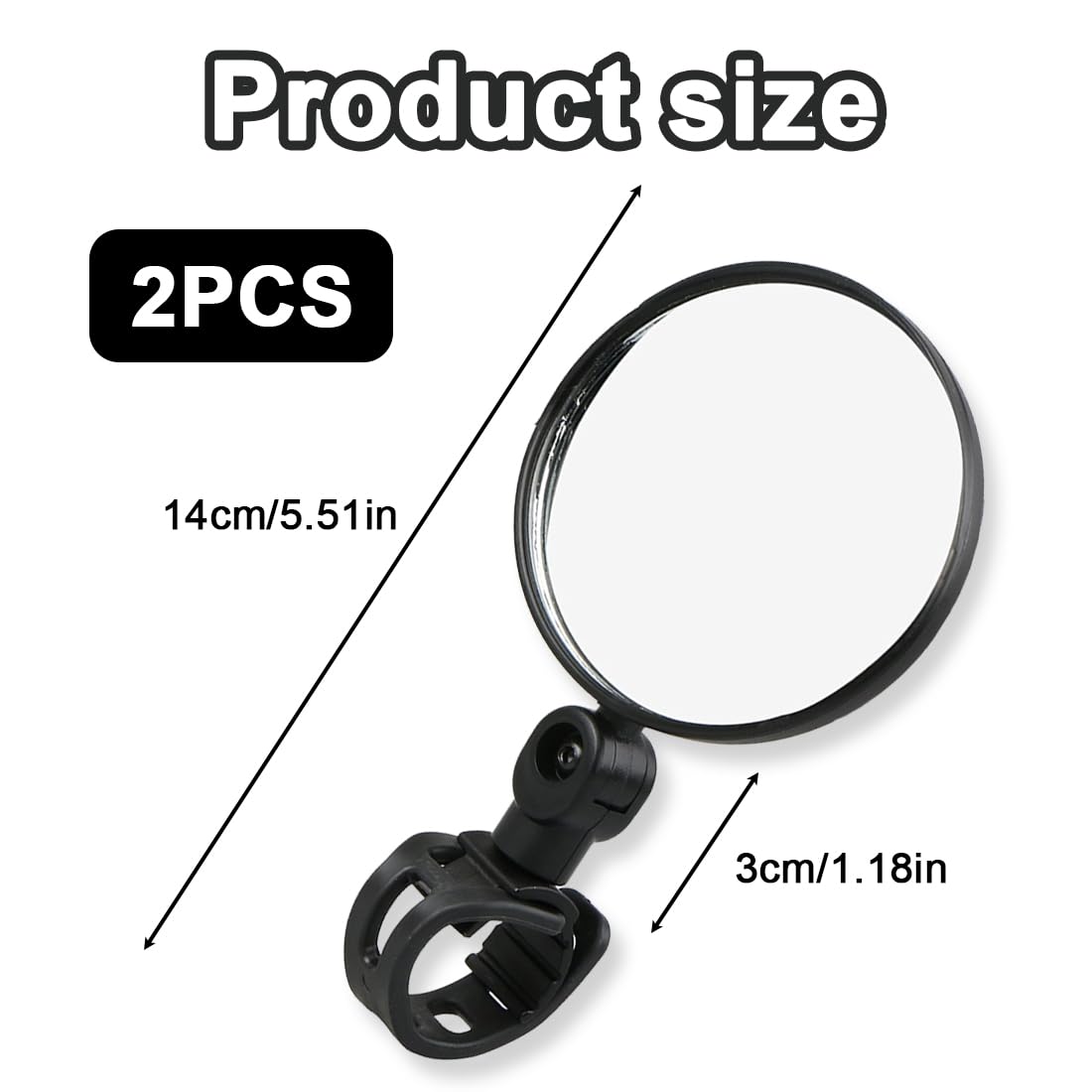 Specchietto Retrovisore Bicicletta, 2 Pezzi, 360° HD Regolabile Rotazione, Convesso, Universale e Sicuro, Ciclismo Retrovisori, Per Veicoli Elettrici, Bici da Strada di Montagna (15-32mm)