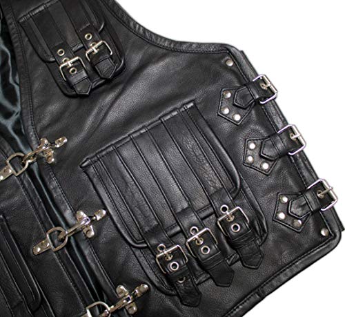 Men's Buckles Leather Vest Made of Genuine Cowhide4