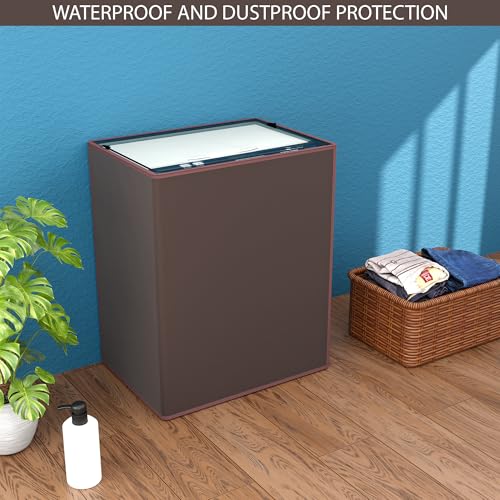 Image of Kuber Industries PVC Fully Automatic Top Load Washing Machine Cover (7 kg, 7.5 kg, 8 kg & 8.5 Kg) Waterproof and Dustproof Washing Machine Top Cover | Plain - Brown