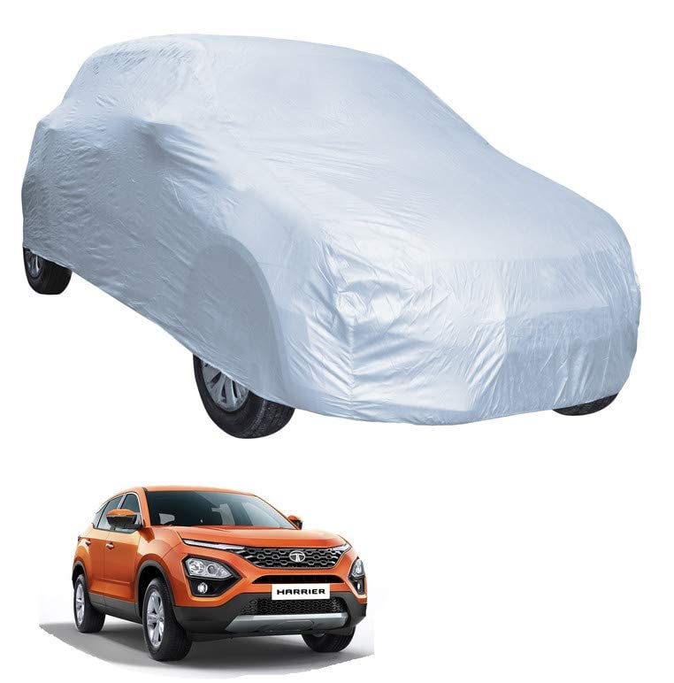 Image of Auto Hub Car Cover Compatible with Tata Harrier with Weather Proof, Triple Stitched, Harrier Car Cover- Plain Silver