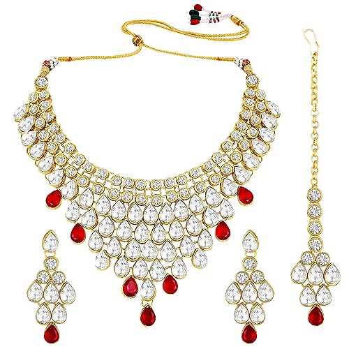Image of Peora Ethnic Traditional Kundan Bridal Jewellery Set Gift for Women