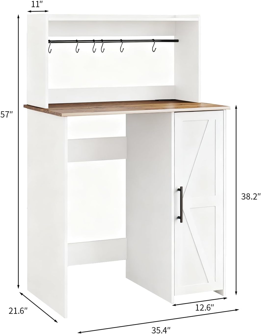 Mini Fridge Cabinet,Coffee Bar Cabinet with Socket and Mini Fridge Space,Microwave Rack,Double-layer Storage Space,Metal Handle,Suitable for Kitchen,Apartment,Office (Mini Fridge Cabinet-White)