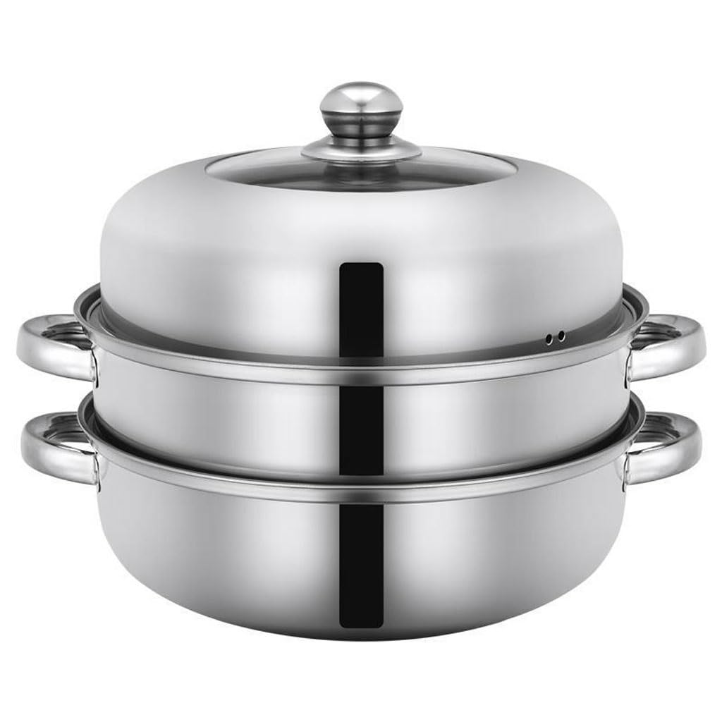 SaryEdge Thickened Stainless Steel Steamer -layer Ear Soup Steaming and Cooking -purpose Pot,white-Fruit peach5-35,white-Fruit peach5-35