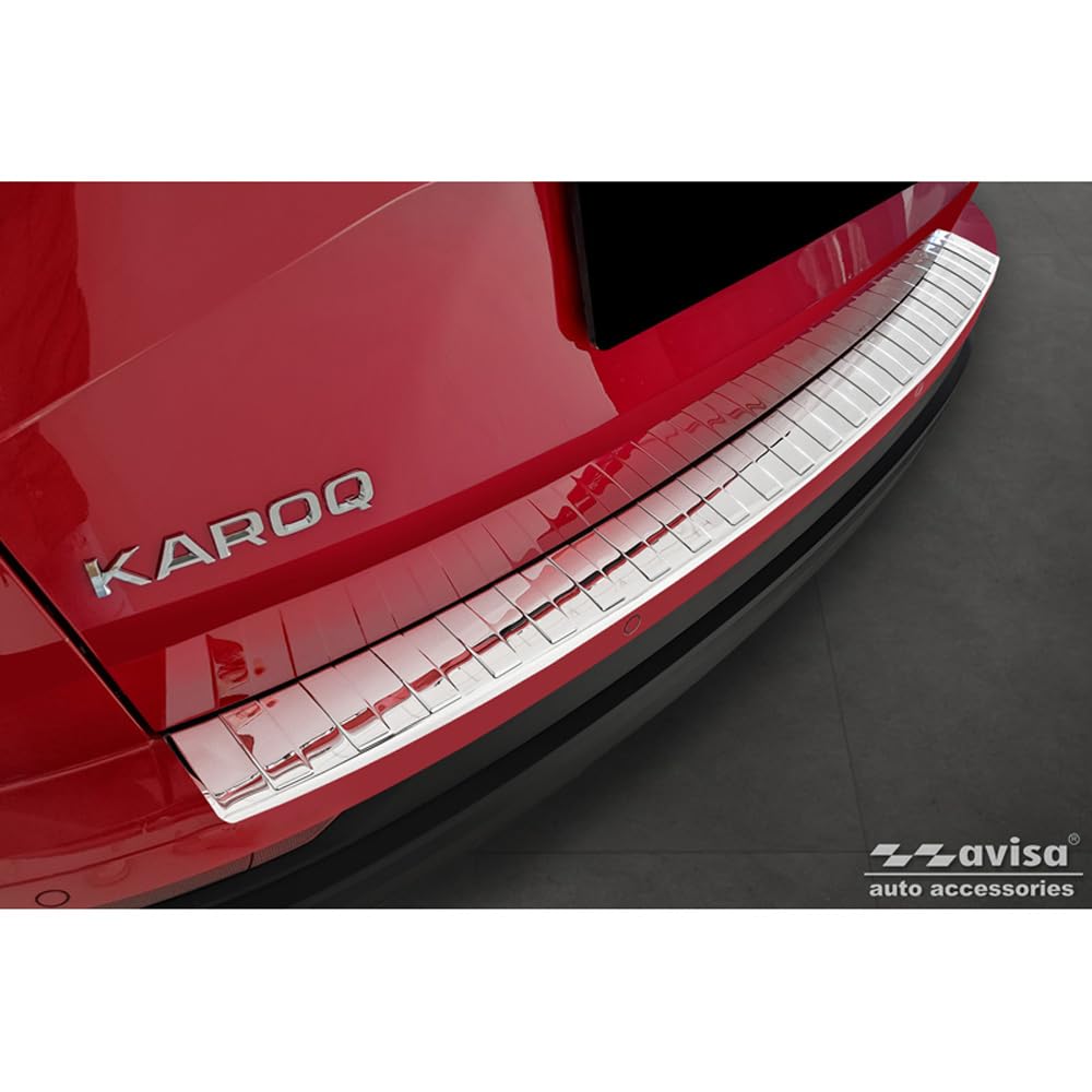 Avisa Chrom Edelstahl Heckstoßstangenschutz Kompatibel Mit Skoda Karoq Facelift Inkl. Sportline 2022- 'Ribs'