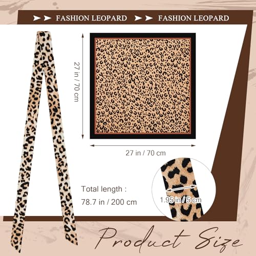 Coume 2 Pcs Leopard Scarf Include 27'' cheetah print & 78.7'' leopard print long silk scarf for Women2
