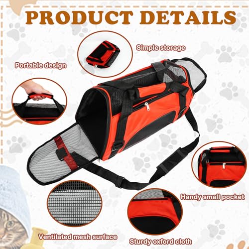 6 Pcs Cat Carrier 16.9 x 9.6 x 8.3 Inch Portable Soft-Sided Pet Carrying Bag Comfortable Foldable Bag for Small Pet Travel Under 6.6 Lbs Cat (6 Colors) - Image 4