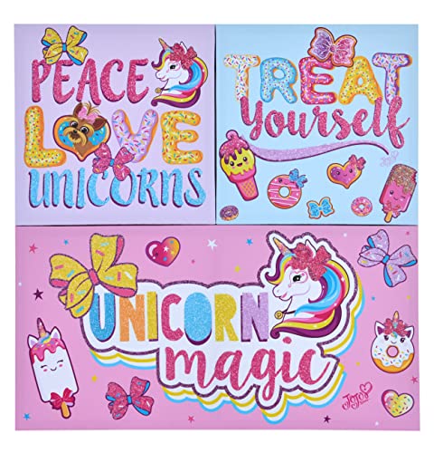 Jojo Siwa Peace, Love & Unicorn Quotes On A Canvas Wall Art Decor Poster | Kids Tv Show Artwork For Little Girls Playroom & Nursery Walls | 24X24 3Pc Childrens Posters & Girl Decorations For Bedroom #TOP25