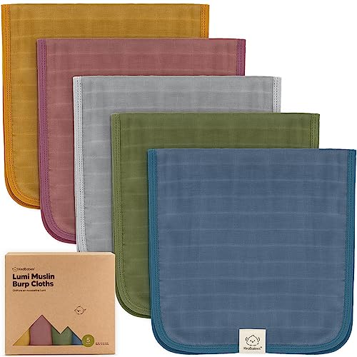 5-Pack Muslin Burp Cloths For Baby Boys, Girls - Organic Baby Burp Cloths, Burp Clothes For Baby Girl, Boy, Neutral Burp Cloths, Burping Cloths For Babies, Burp Rags, Bamboo Cotton Burp Cloth (Corals) #TOP23