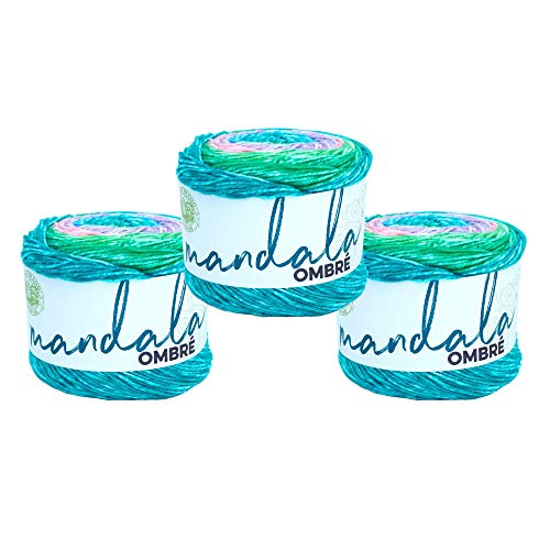 Image of Lion Brand Yarn, Mandala Ombre Variegated Yarn for Crocheting, Knitting, and Crafts, Balance, 3 Pack, Soft, Acrylic Fiber for Cozy Blankets, Worsted Weight Sweaters and Colorful Shawls