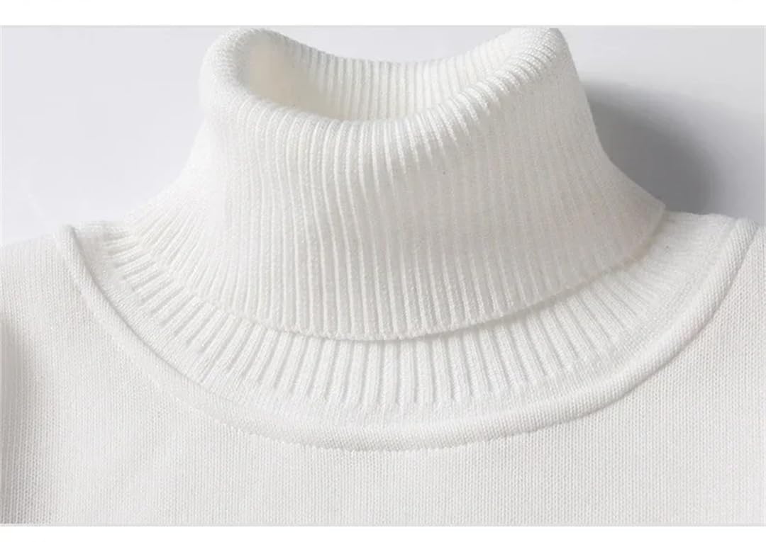 Damski casualowy wyściełany ciepły sweter golf jednolity kolor sweter sweter slim top