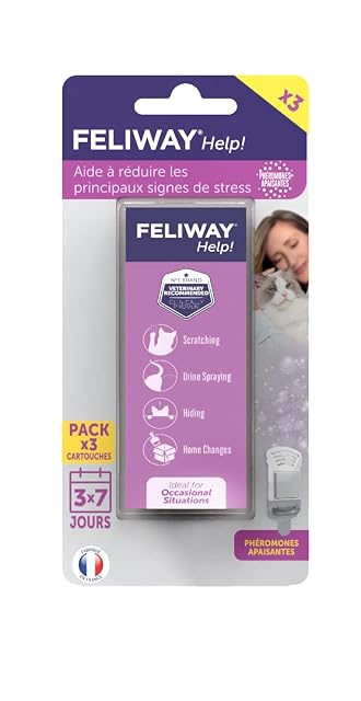 FELIWAY Help! 3X 7 Días - 3 Cartuchos para Difusor de Feromonas Tranquilizantes para Gatos (3X 340 MG)