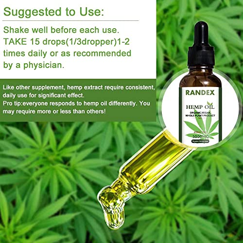 Randex Hemp Oil 3000Mg Of Organic Hemp Extract - Made In Usa-High In Omega 3-6-9, Food Grade- 2 Packs #TOP2