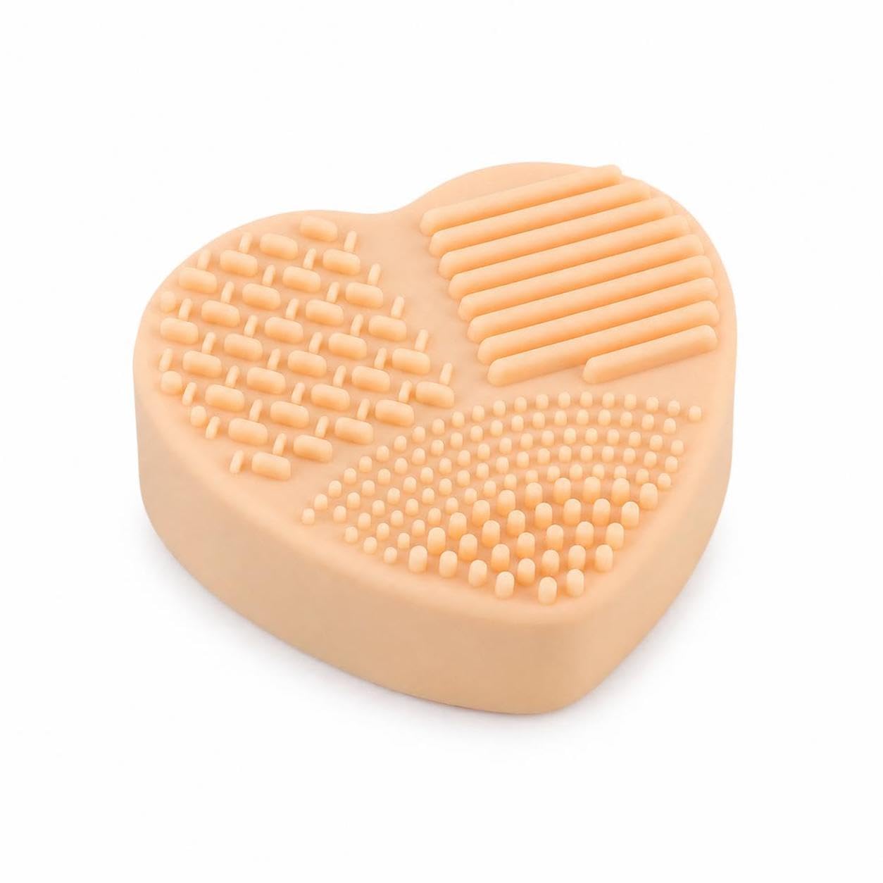Makeup Brush Cleaner, Silicone, Heart Dry Cleaning Box Beige