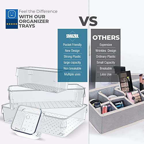 SMAZIUL 14 Pcs Clear Drawer Organiser with 4 sizes Desk Organizer ideal for organizing cosmetics, makeup, jewelry - Image 4