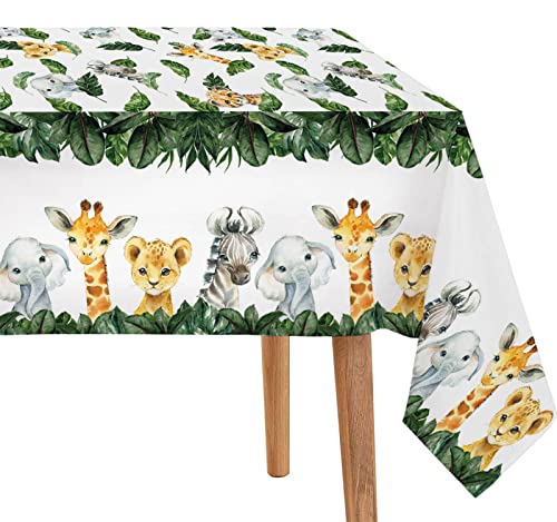 3 Pack Jungle Safari Tablecloths Wild Animals Table Cover Safari Baby Shower Decorations 108 x 54 Wild One Birthday Party