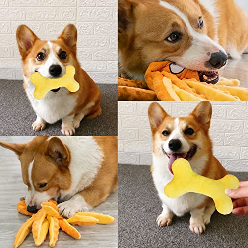 2er Pack Quietschendes Hundespielzeug Keine Füllung Oktopus Kauen Langeweile Interaktives Plüsch Crinkle Papier Kleine Mittelgroße Hunde Welpen Haustiere Training Langlebige Kinderkrankheiten Knochen