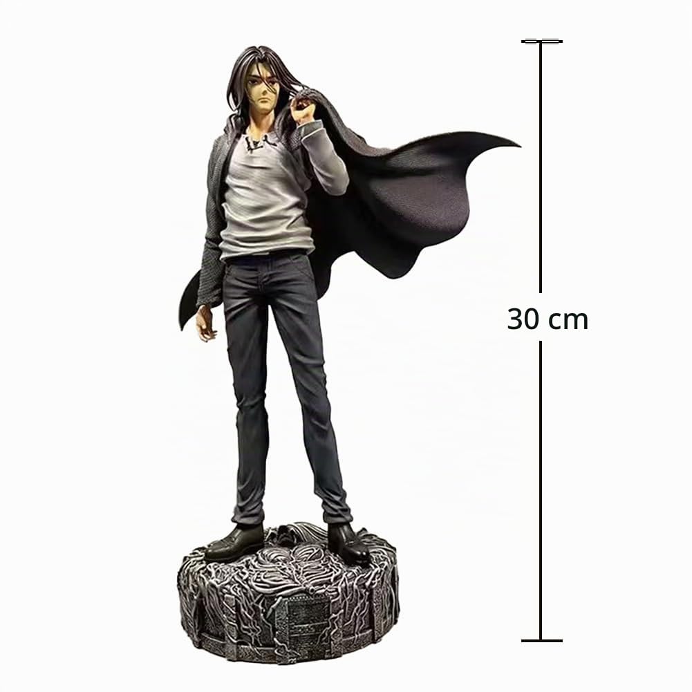Eren Jaeger Figurine Modèle Statue – Statue de 30 cm en pose debout Anime Action Figure Sculpture, 2 têtes interchangeables, PVC, fait main, pièce de collection, décoration pour affichage