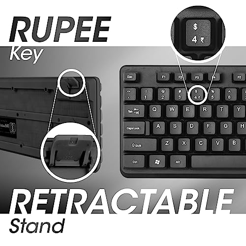 Image of Zebronics JUDWAA 541 USB Keyboard and Mouse Combo for Computers & Laptops with 1200 DPI, 1.3 Meter Cable, Retractable Stand, Comfortable Usage, Silent Typing and Matte Finish (Black)