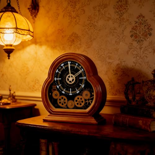 Reloj de mesa silencioso con engranajes móviles sin tictac molesto 4