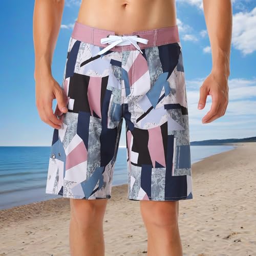 Men Swimming Shorts Swimsuit with Mesh Lining and Pocket Printed Beachwear