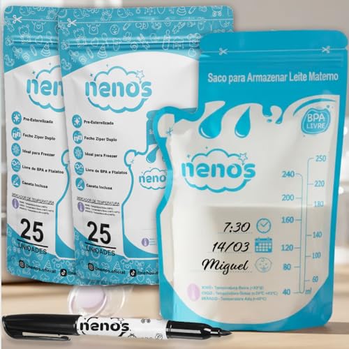 50 sacos para armazenar leite materno