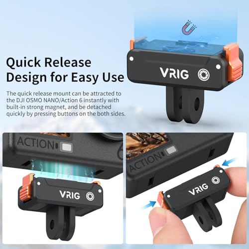 Image of VRIG Magnetic Quick Release Base for DJI OSMO Action6 /Nano,with Two-Prong Adapter for Tripod Accessories