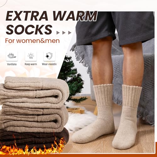 Eyean Merino Wool Socks Thermal Winter Ski Warm Thick Cozy Boot Hiking Socks for Women Men 3 Pairs2