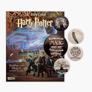 Illustrierte Schmuckausgabe des Orden des Phönix der Harry Potter-Reihe + 1 original Button
