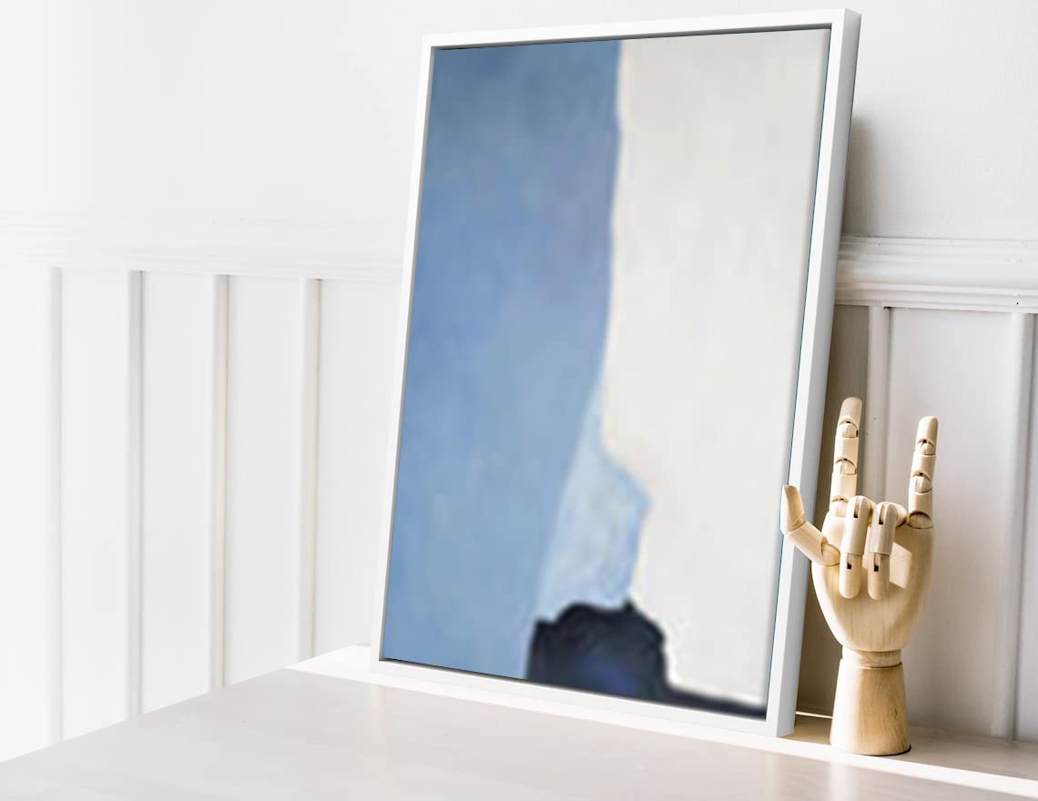 VERRE ART Printed Framed Canvas Painting for Home Decor Office Wall Studio Wall Living Room Decoration (14x22inch White Floater) - Blue Equilibra Canvas B