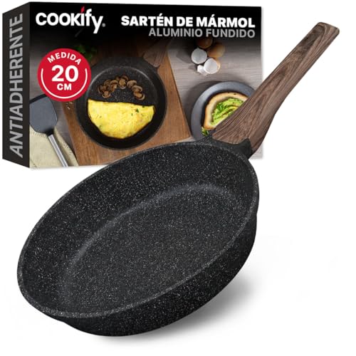 Catálogo para Comprar On-line Sarten Cerafit Fusion Precio los mejores 10. 46 Cookify Sartén con Antiadherente Cerámico con Cubierta de Silicona en Mango, 100% Libre de PFOA, para todo tipo de estufas, (Mármol Negro, 20 cm)