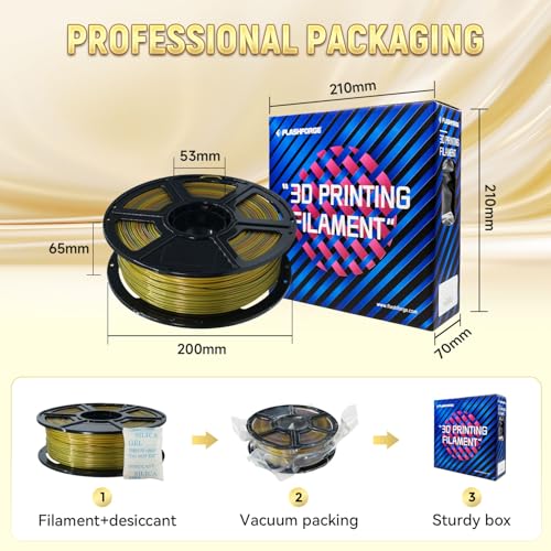 Image of FLASHFORGE Silk PLA Gradient Metal Rainbow Filament, Silk Multicolored Color Change 3D Printing Filament, Gold Copper Bronze Grey Shiny Color-Changing Metal-Like Finish, Ultra-High Glossiness