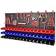 Lagersystem Wandregal - 1544 x 780 mm – 48 Stapelboxen mit Wandplatten + Werkzeughalter – Werkstattwand Set XXL 84 Elemente (Rot/Schwarz/Blau)