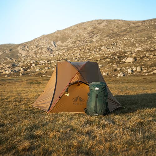 Night Cat Ultralight Backpacking Tent: Waterproof Lightweight Solo Camping Tent for Outdoor Hiking and Trekking with Double Layers Aluminum Poles and Footprint 1 Person Khaki - Image 5