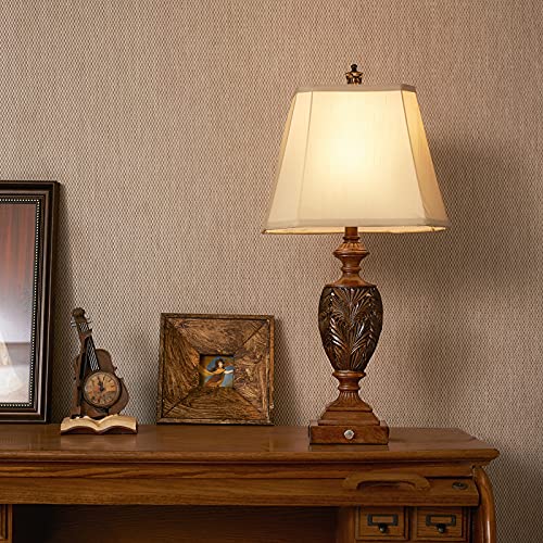 29.5"H Touch Control Traditional Table Lamp Set Of 2,Vintage Bedside Lamp Nightstand Lamps With Dual Usb Ports,3-Way Dimmable Hollow Out Leafwork Bronze Wood Finish Desk Lamps For Living Room,Bedroom #TOP4
